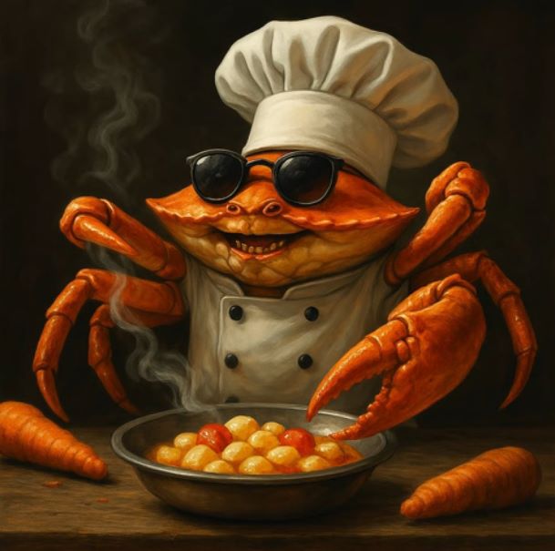 Chef Crabracadabra with a banana hybrid creation