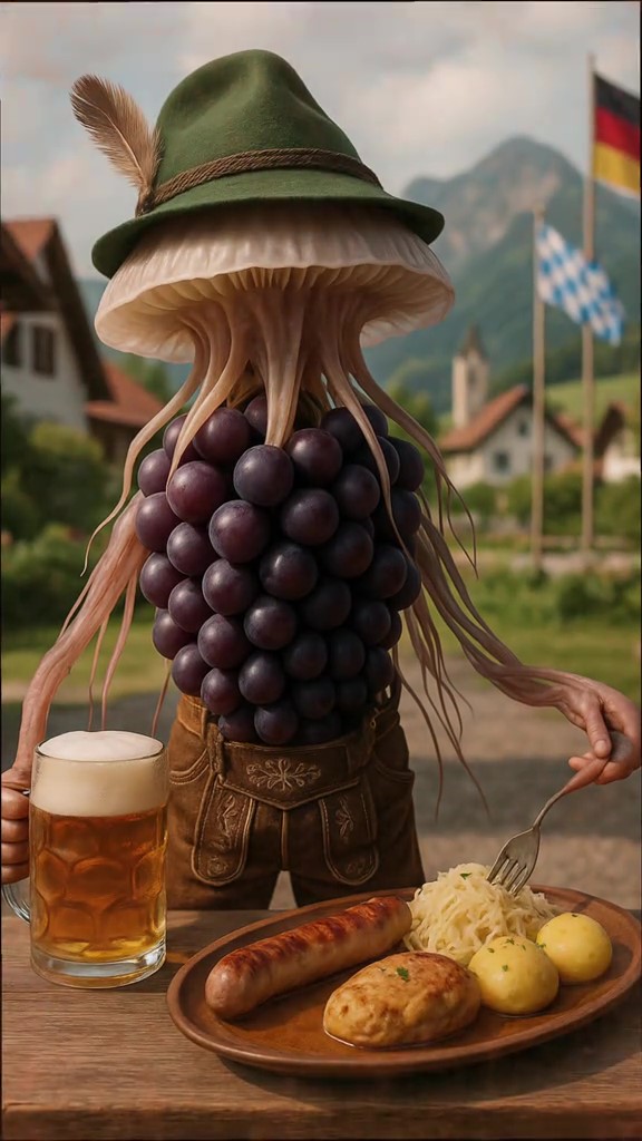 Graipussi Medussi interacting with people, making them forget and crave aperitifs