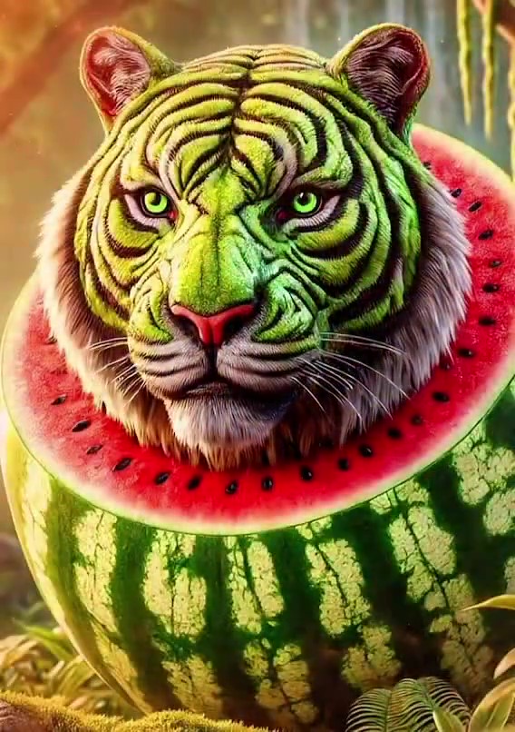 Tigrrullini Watermellini with tiger head and watermelon body