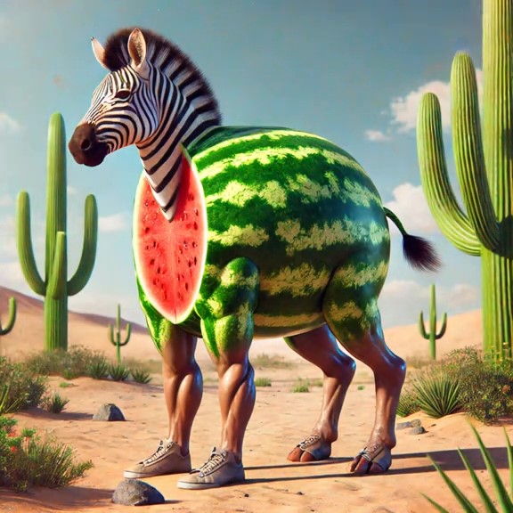 Zibra Zubra Zibralini - zebra with watermelon body and human legs